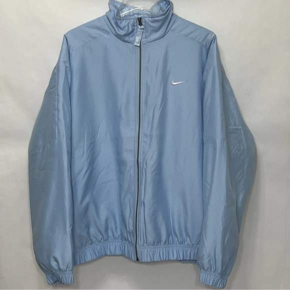 Nike Lab Solo Swoosh Satin Bomber Jacket Celeste Blue Men Size Large